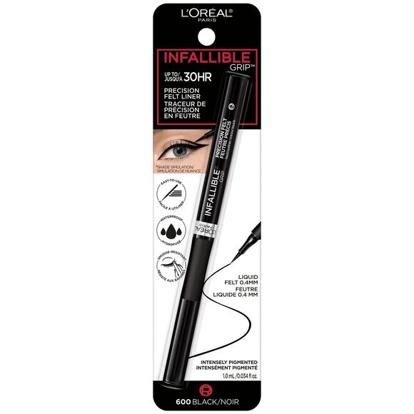 NEW L'Oreal Paris Infallible Precision Felt Waterproof Liquid Eyeliner BLACK - Picture 1 of 3